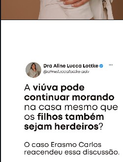 Publicação sobre moradia da viúva